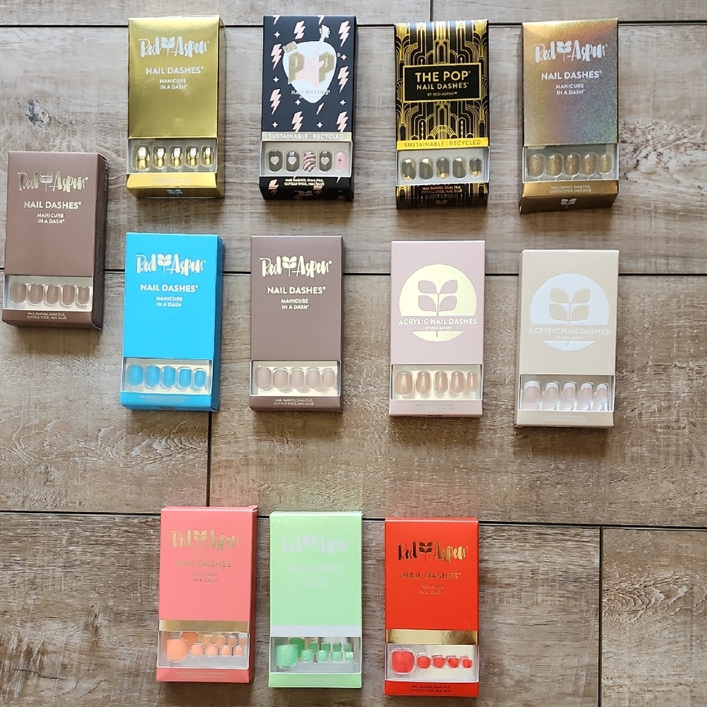 12 Sets Of Red Aspen Nail and Pedi Dashes in Various Colors , NWT